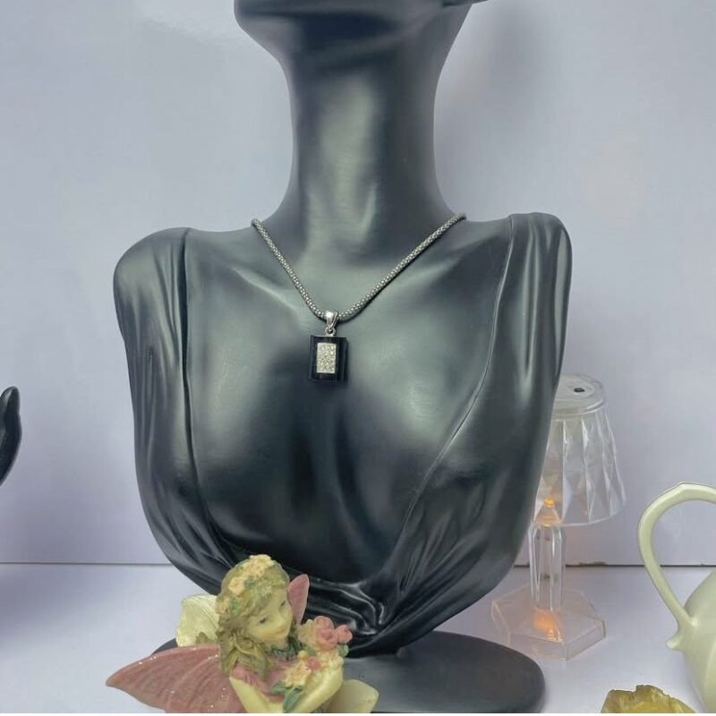 vintage diamond engraved silver necklace