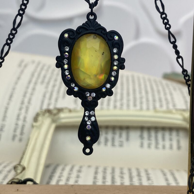 Black mirror engraved necklace